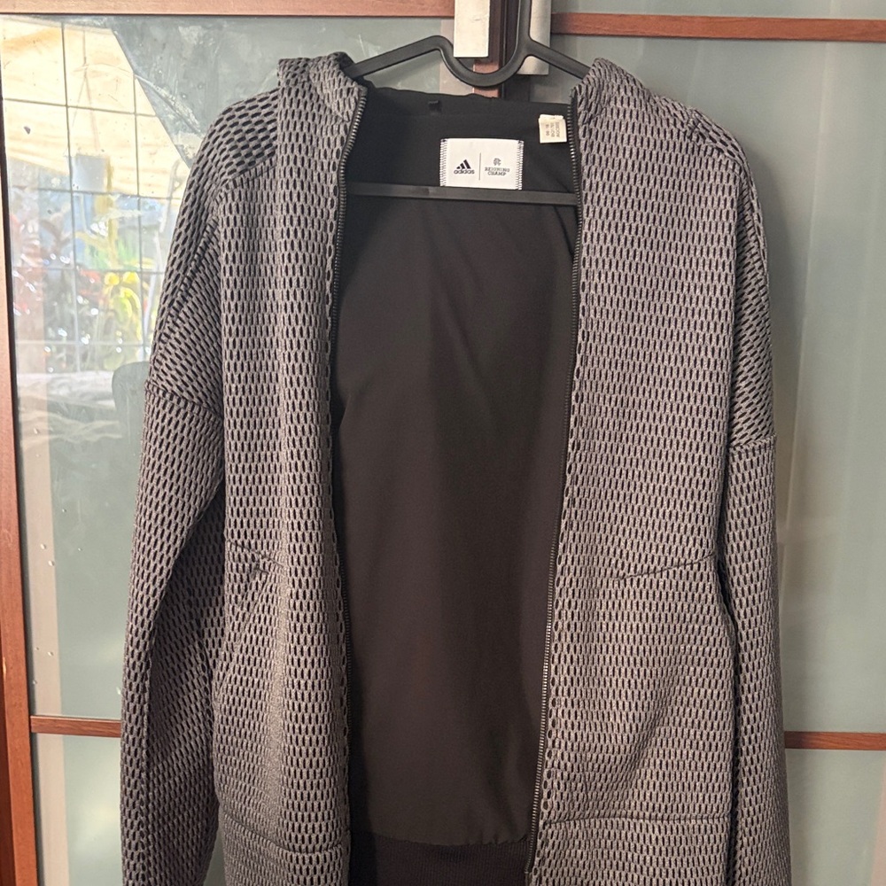 adidas women’s reigning champ mesh gray hooded